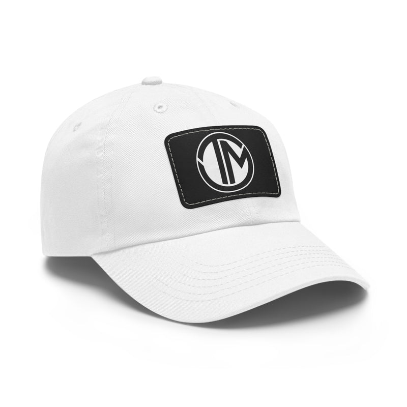 White TM Emblem Dad Hat with Leather Patch (Rectangle)