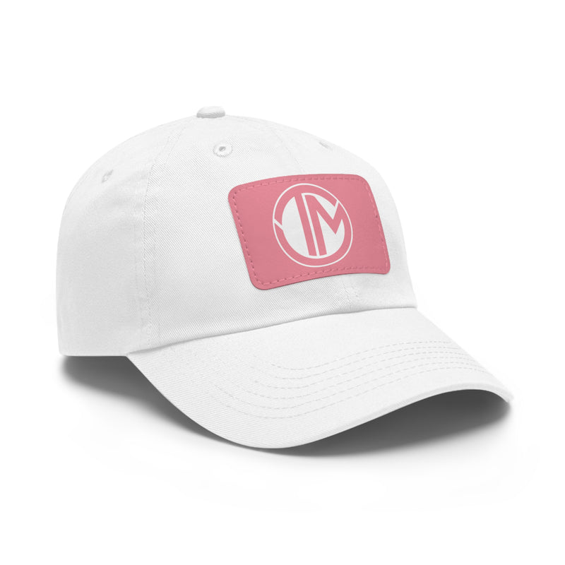 White TM Emblem Dad Hat with Leather Patch (Rectangle)