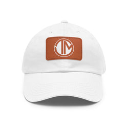 White TM Emblem Dad Hat with Leather Patch (Rectangle)