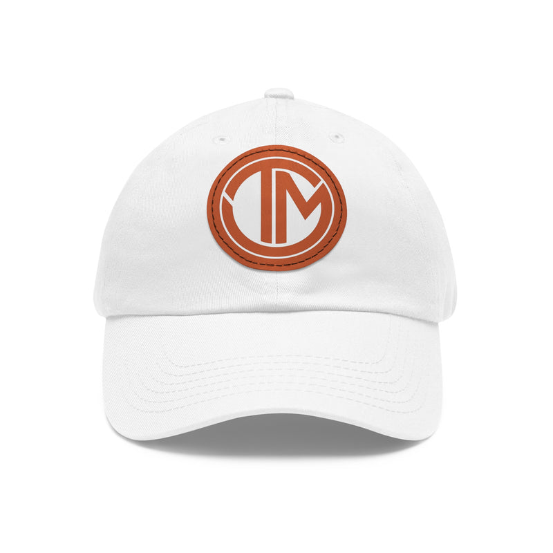 White + Brown TM Emblem Dad Hat (Round Patch)