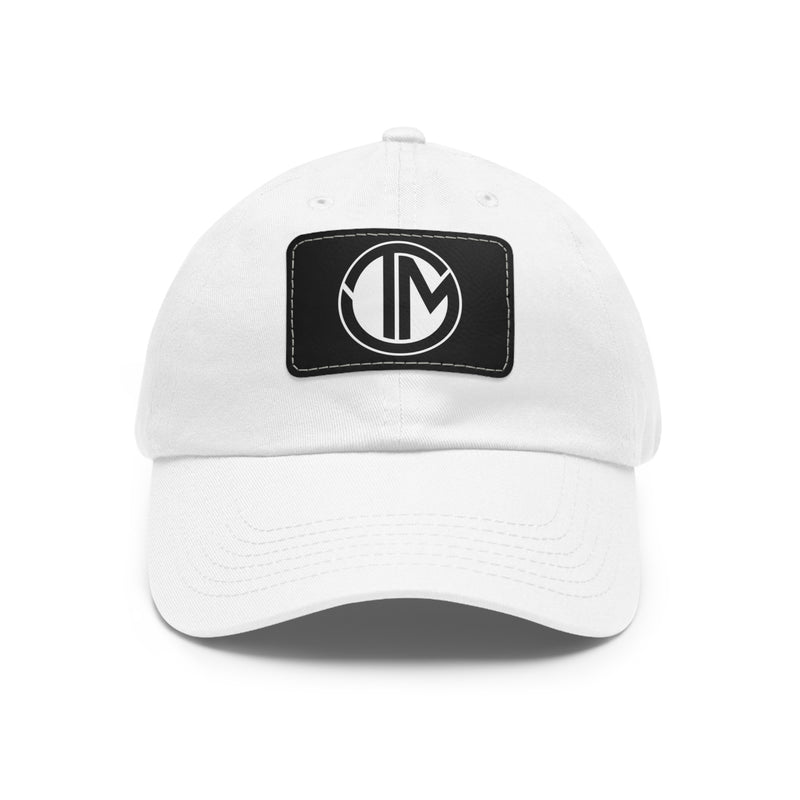 White TM Emblem Dad Hat with Leather Patch (Rectangle)