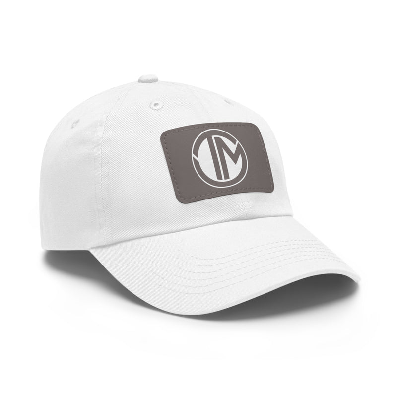 White TM Emblem Dad Hat with Leather Patch (Rectangle)